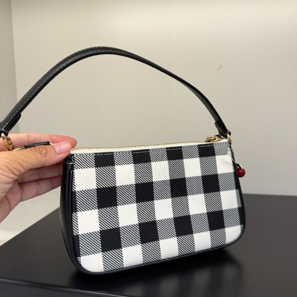 Coach Nolita 19 With Gingham Print And Charm CEN01 Gold/Black Multi - Picture 4 of 6